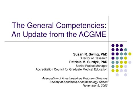 PPT The General Competencies An Update From The ACGME PowerPoint