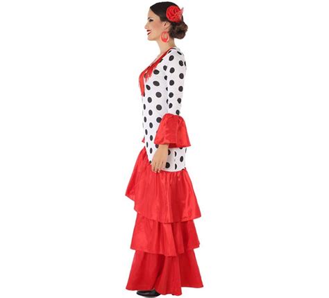 Disfraz De Flamenca O Sevillana Blanco Y Rojo Para Mujer