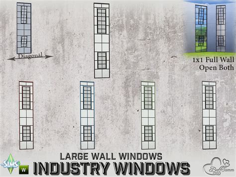 The Sims Resource Industry Windows Large Wall 1x1 Full Open Both