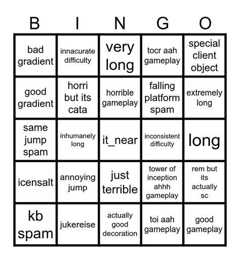 Jtoh Tower Bingo Card