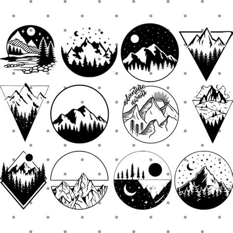 Mountain Svg Bundle Hand Drawn Geometric Mountain Svg Etsy