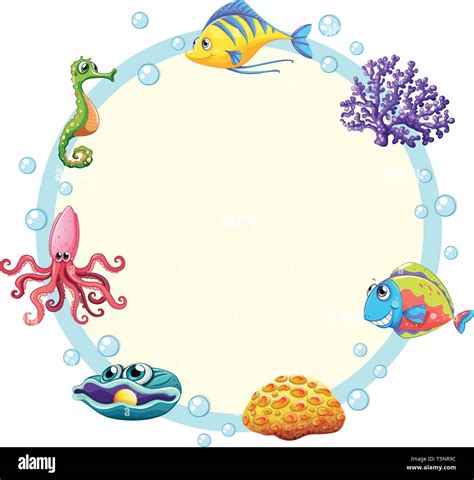 Cute sea creature border illustration Stock Vector Image & Art - Alamy