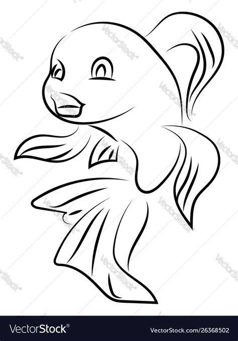 Fish in water drawing on white background Vector Image