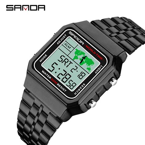 Sanda Reloj Deportivo Para Hombre Cron Grafo Digital Led De Lujo