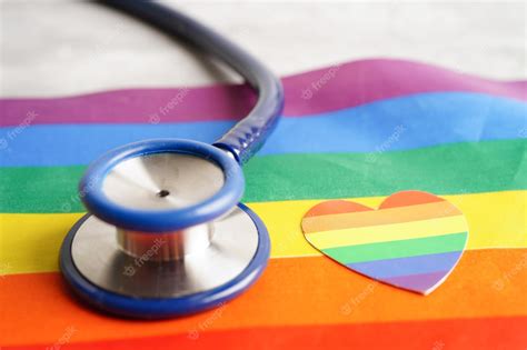 Premium Photo Lgbt Symbol Stethoscope With Rainbow Ribbon Rights And