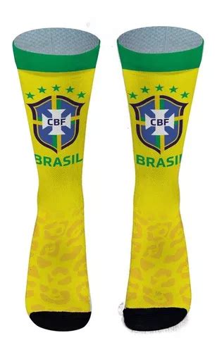 Meias Personalizadas Copa Do Mundo Brasil Amarela 1 Par Parcelamento