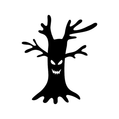 Premium Vector Halloween Silhouette Black Creepy Twisted Tree For