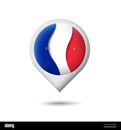 France Flag Icon In The Shape Of Pointer Map Marker Waving In The Wind Abstract Waving France