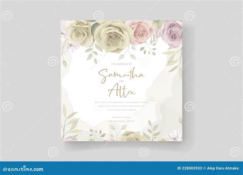 Belle Carte D Invitation Mariage Design Avec Ornement Floral