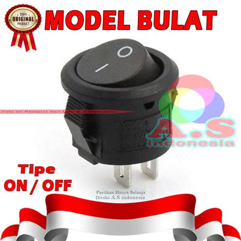 Saklar Mini ON OFF Model Bulat 2 PIN Warna Hitam Tombol Switch ON OFF