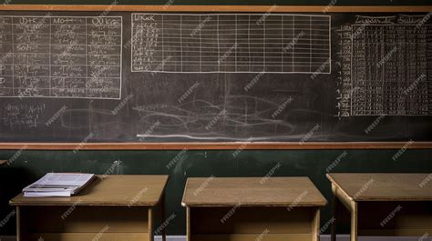 Premium AI Image | Empty school classroom with blackboard