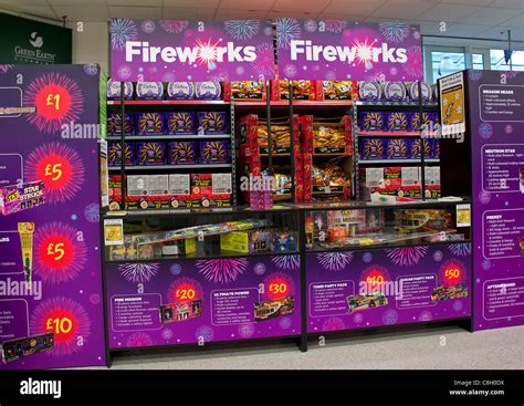 a fireworks point of sale display in an asda store, uk Stock Photo - Alamy