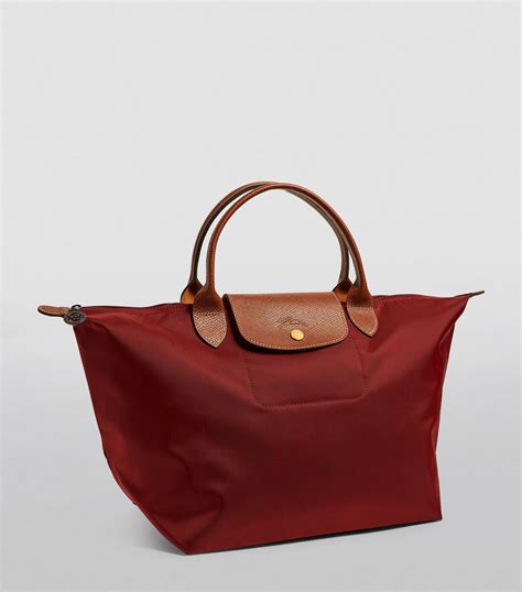 Longchamp Red Medium Le Pliage Original Top Handle Bag Harrods Uk