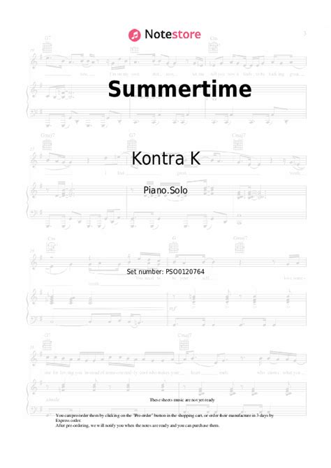 Summertime Piano Sheet Music Kontra K Lana Del Rey In Note