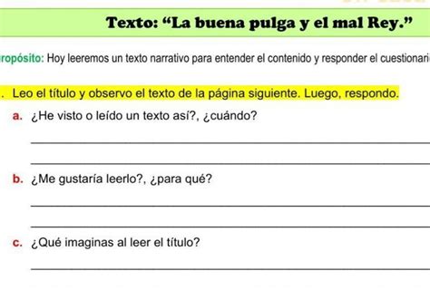 uno lee el título y Observa el texto de la página siguiente luego