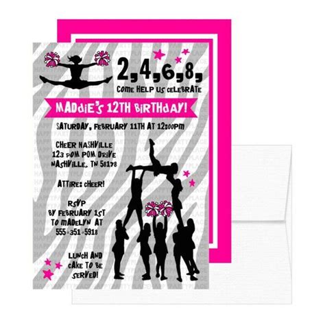 Cheerleading Birthday Party Invitation Cheer Birthday Invite Cheer