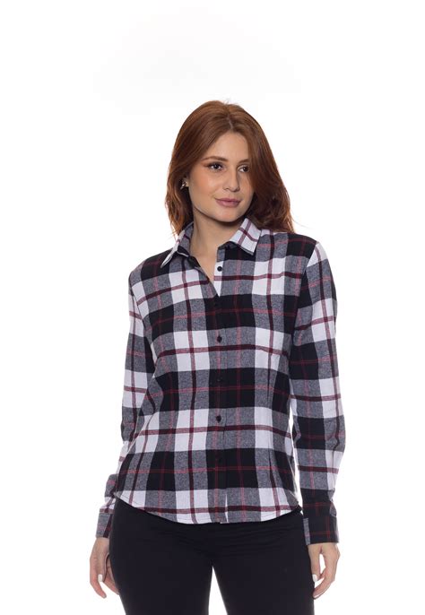 Camisa Feminina Xadrez Flanelada Manga Longa Crocker