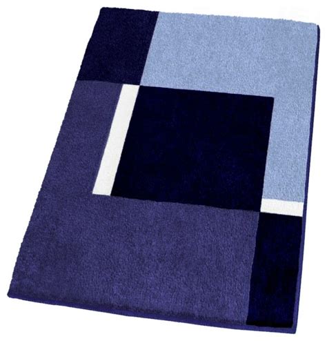 Contemporary Machine Washable Blue Bathroom Rugs Extra Large