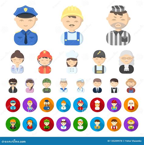 People Of Different Professions Cartoonflat Icons In Set Collection