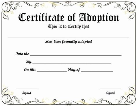 New Pet Adoption Certificate Editable Templates Adoption Certificate