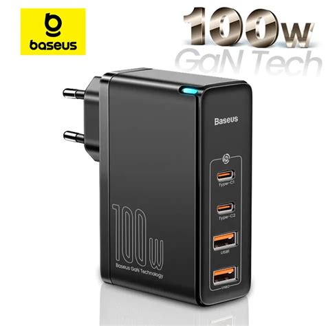 Baseus GaN Ladeger T 100 W PD QC USB Schnellladeger T Typ C Schnelllade