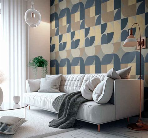 Textured shapes Living room wallpaper - TenStickers