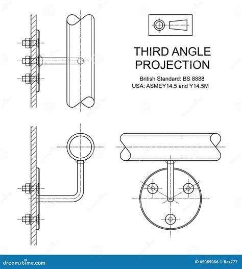 Third Angle Orthographic Projection Stock Vector - Illustration of