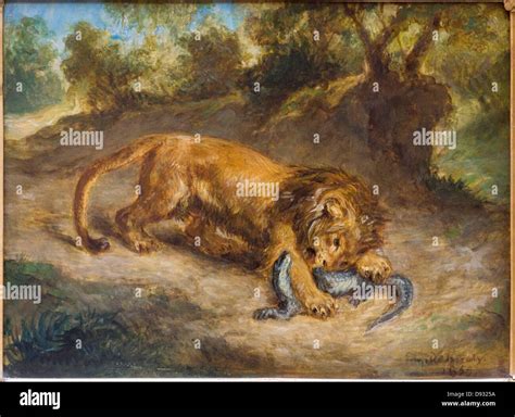 Eugène Delacroix Combattre d un lion et d un serpent Combat entre un