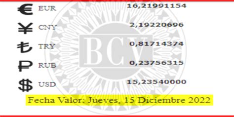 Bcv Cambio Referencial Y Para Transacciones Del Jueves De Diciembre