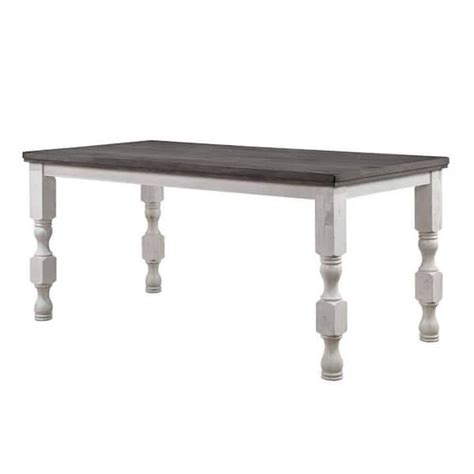 Benjara In White And Gray Wood Top Pedestal Dining Table Seat Of