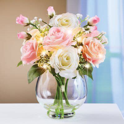 Primrue Mixed Roses Baby S Breath Centerpiece In Pink White Size