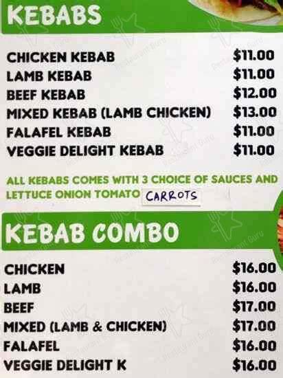 Menu At Kebab King Restaurant Auckland Tamaki Drive