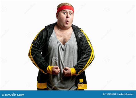 Surprised Fat Man Isolated On White Background Stock Photo Image Of