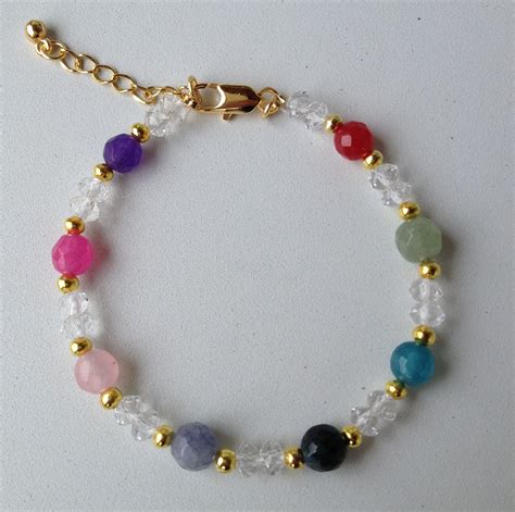 Chinese Crystal And Colorful Jade Bracelet Pulseira De Cristal Chines E