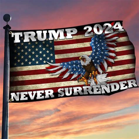 Amazon Trump 2024 Never Surrender Grommet Flag 5x8 Outdoor Double