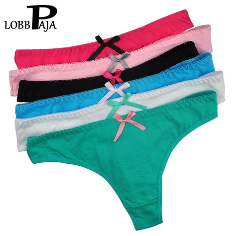 Lobbpaja Brand Lot 6 Pcs Sexy Womens Thongs G Strings Woman Underwear Cotton Ladies Panties