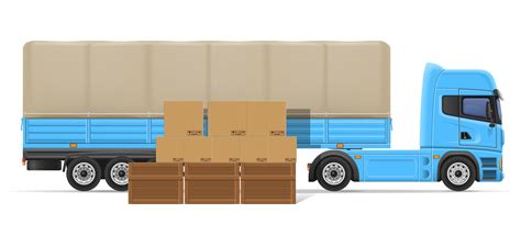 Truck Semi Trailer For Transportation Of Goods Concept Vector