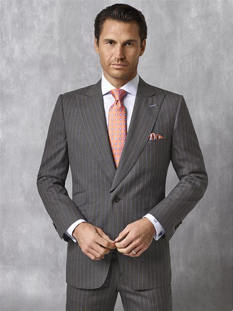 Blue Gray Stripe Suit Oxxford Collection Tom James Company