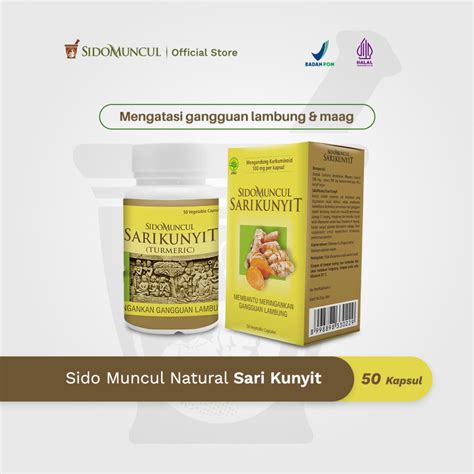 Jual Sido Muncul Natural Herbal Sari Kunyit 50 Kapsul Sakit Mag Perut