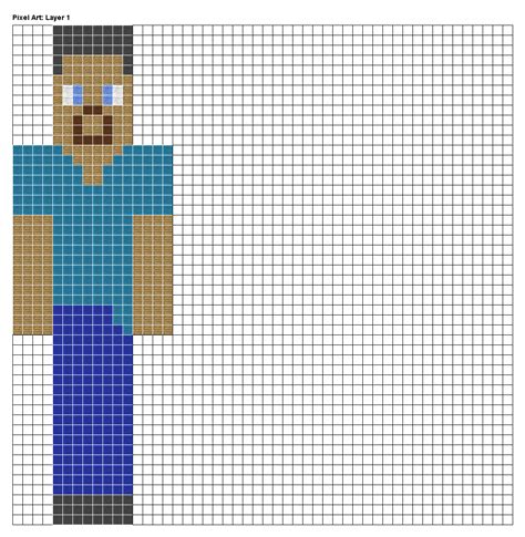 Minecraft Steve Pixel Art Template