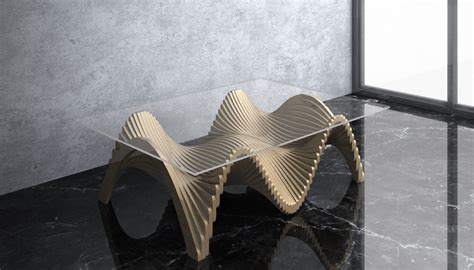 Parametric Wavy Wooden Furniture 22 Coffe Table Design Cnc Etsy