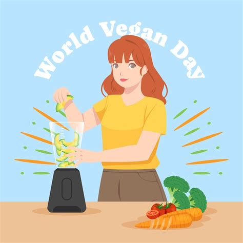 Ilustra o plana do dia vegano mundial Vetor Grátis