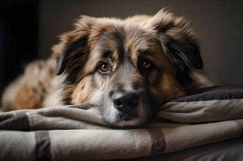 Un Perro Acostado En Una Cama Con Una Manta Que Dice Cuidado De