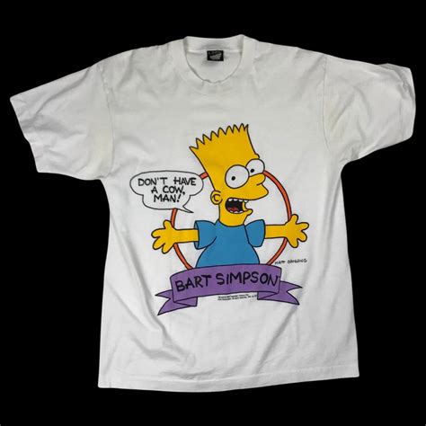 Vintage Bart Simpson Dont Have A Cow Man 1990 T Shirt Size L Etsy