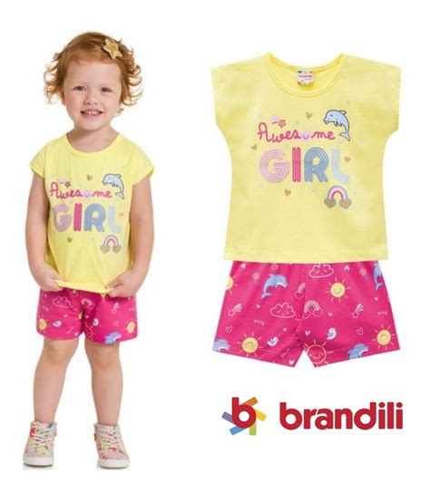 Roupa Infantil Brandili Menina Atacado Camiseta Shorts