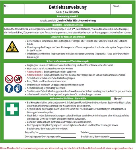 Dguv Information Betriebsanweisungen Nach Der