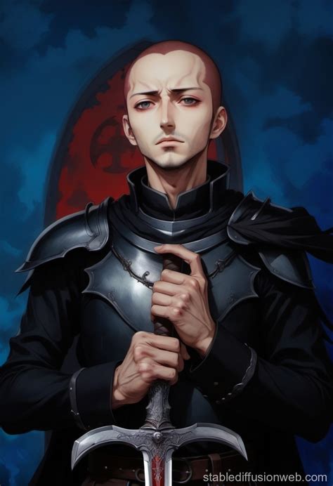 Anime Art Dead Knight A Man Lies With His Eyes Open Holding A Sword In