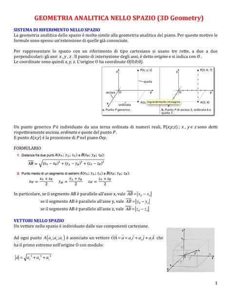 Geometria Analitica Nello Spazio Geometria Analitica Nello Spazio D