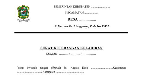 Detail Surat Keterangan Kelahiran Dari Desa Koleksi Nomer