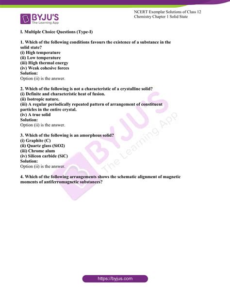 Ncert Exemplar Class 12 Ncert Exemplar Chemistry Solutions Chapter 1 Solid States Download